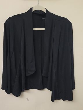 Covington Black Open-Front Draped Cardigan